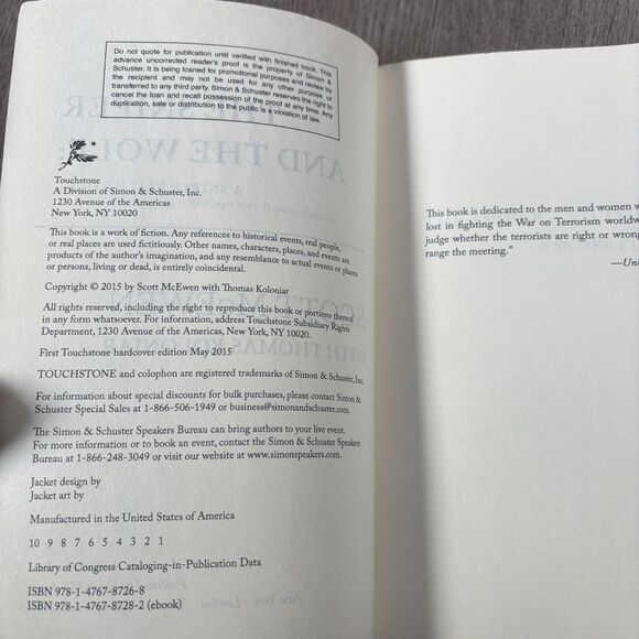 THE SNIPER AND THE WOLF Scott Mcewen Uncorrected Copy Advanced Reader’s Copy - Picture 3 of 4